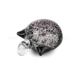 手作りランプワークペンダント  猫の形のチャーム  スミレ  23.5~24x17.5x13.5~14mm  穴：2.5mm&nbsp;LAMP-Q005-05A-04