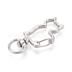 合金スイベルスナップフッククラスプ  猫の形  プラチナ  40x19x5.5~6mm  穴：5x8.8~9.2mm&nbsp;PALLOY-T090-82P