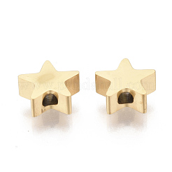 304ステンレススチールビーズ  スター  ゴールドカラー  7x8x3mm  穴：2mm&nbsp;X-STAS-S079-184A-G
