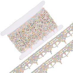 Floral Embroidery Sew on Polyester Ribbon Patches&nbsp;AJEW-GF0011-21A