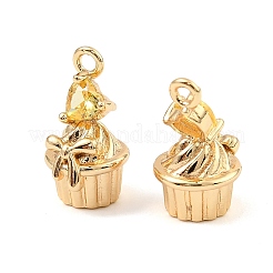 Brass Micro Pave Cubic Zirconia Pendants&nbsp;KK-C155-16G-02