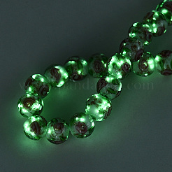Luminous Handmade Lampwork & Glitter Powder Beads Strands&nbsp;LAMP-Q041-01E