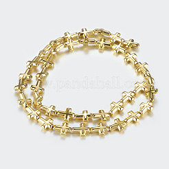 非磁性合成ヘマタイトビーズ連売り  クロス  黄金メッキ  10x8x3mm  穴：1mm  約39個/連  14.96インチ（38cm）&nbsp;X-G-P338-23A-8x10mm-G