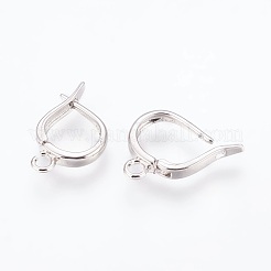 ラッチバック開閉式真鍮フープピアスパーツ  カドミウムフリー＆鉛フリー  プラチナ  19x12x2.5mm  穴：1.2mm  ピン：1mm&nbsp;ZIRC-F088-063P