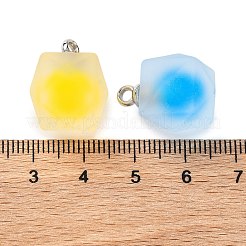 フロスト樹脂ポリゴンペンダント  プラチナメッキ合金ループ付きボールインナーチャーム  ミックスカラー  20x15x15mm  穴：2mm&nbsp;RESI-U002-10