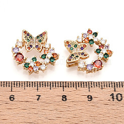 Brass Micro Pave Cubic Zirconia Pendants&nbsp;KK-N261-106G