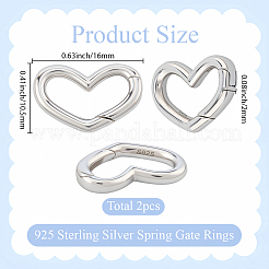 2Pcs 925 Sterling Silver Spring Gate Rings&nbsp;STER-SC0001-55