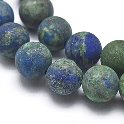 天然クリソコラとラピスラズリビーズ連売り  染め  艶消し  ラウンド  8mm  穴：1.2mm  約47個/連  14.9インチ（38cm）&nbsp;G-I254-02C