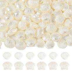 200個 2スタイル ABS模造パールビーズ  シェル形状  ホワイト  10~11x11.5~12.5x4~6.5mm  穴：1.6~1.8mm  100個/スタイル&nbsp;OACR-FS0002-31