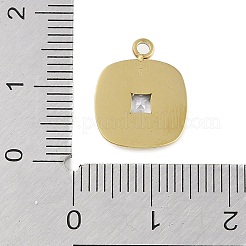 ガラスチャーム  イオンプレーティング（IP）304ステンレス鋼製金具  手動研磨  18KGP本金メッキ  スクエアチャーム  透明  14.5x12x3mm  穴：1.4mm&nbsp;STAS-P366-38G-02