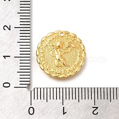 真鍮チャーム  エンジェルチャーム付きフラットラウンド  18KGP本金メッキ  16x2.5mm  穴：0.8mm&nbsp;KK-H507-03G
