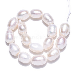 天然養殖淡水パールビーズ連売り  ライス  貝殻色  10~13x7.9~8.4mm  穴：0.7~0.8mm  約16~17個/連  7.09インチ（18cm）&nbsp;PEAR-N012-07R