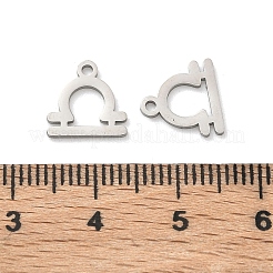 304ステンレススチール製の星座ペンダント  天秤座のチャーム  10x10x1mm  穴：1.2mm&nbsp;STAS-H260-01P-03