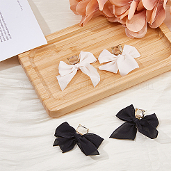 2 Pairs 2 Colors Alloy Dangle Stud Earrings with Cloth Bowknot Charms&nbsp;EJEW-FI0003-28