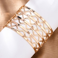 Wave Iron Cuff Bangles for Women&nbsp;BJEW-G741-03KCG