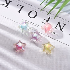 メッキアクリルビーズ  ビーズの中のビーズ  ABカラー  スター  虹メッキ  ミックスカラー  19x12mm  穴：2.5mm&nbsp;PACR-CJ0001-06