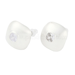 Square Brass Drawbench Stud Earring&nbsp;LS-EJEW-L288-004S