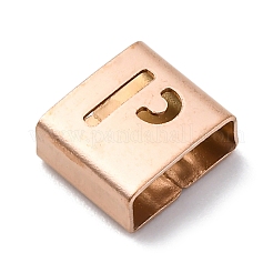 イオンプレーティング（IP）304ステンレススチールスクエアスライドチャーム  ローズゴールド  文字p  9x8x4mm  穴：3.5x8.5mm&nbsp;STAS-L132-24P-RG