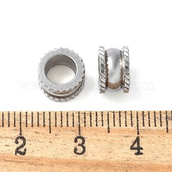 201ステンレススチールヨーロピアンビーズ  大穴ビーズ  コラム  ステンレス鋼色  8x5mm  穴：5mm&nbsp;STAS-Z124-06B-P