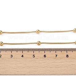 304ステンレススチールラウンドスネークチェーンネックレス  ラウンドビーズやカニカン付き  ゴールドカラー  16.53インチ（42cm）  1.3mm&nbsp;STAS-G244-88B-G