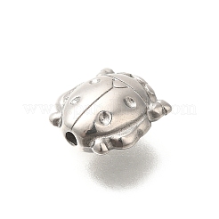 変色防止304ステンレススチールビーズ  てんとう虫  ステンレス鋼色  12.5x12x6.5mm  穴：1.8mm&nbsp;STAS-I321-38P