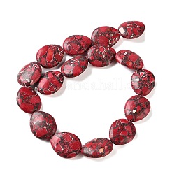 合成インペリアルジャスパービーズ  染め  ティアドロップ  レッド  25~25.5x20.5~21x7.5~8.5mm  穴：1.2mm  約16個/連  15.94''（40.5センチメートル）&nbsp;GG-CBA0D66-06B