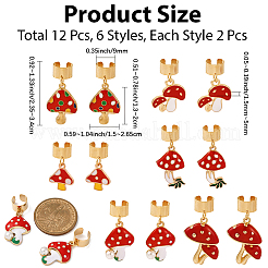 12Pcs Mushroom Alloy Enamel Pendant Decorations&nbsp;FIND-CP0003-52