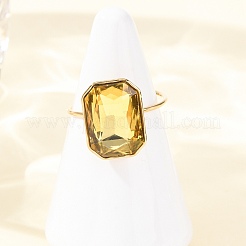 304 Stainless Steel with Glass Cuff Rings for Women&nbsp;RJEW-K309-41D