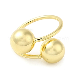 Rack Plating Brass Round Ball Cuff Rings&nbsp;RJEW-D015-01G