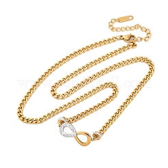304 Stainless Steel with Polymer Clay Rhinestones Infinity Pendant Necklaces for Women&nbsp;NJEW-Z065-04G