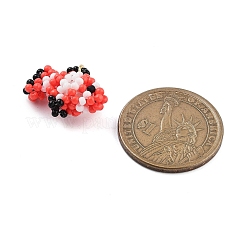 シードビーズ ビーズチャーム  丸カン付き  魚のペンダント  レッド  17x21x10mm  穴：3.5mm&nbsp;PALLOY-MZ00382-02