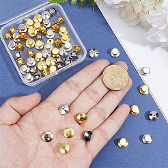 60個 2色 フラットラウンド合金カフスボタン  プラチナ·ゴールデン  7~10x6mm  穴：1mm  30個/カラー&nbsp;DIY-CY0002-51