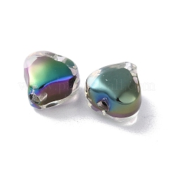 UVメッキレインボー虹色アクリルビーズ  二層ビーズ  ハート  カラフル  10.5x11.5x8mm  穴：2mm&nbsp;OACR-H112-23B