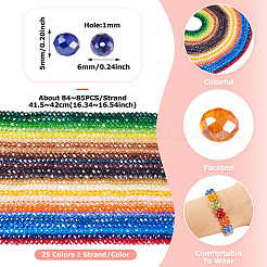 25 Strands 25 Colors Electroplate Glass Beads Strands&nbsp;EGLA-TA0001-92B