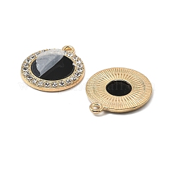 合金ラインストーンペンダント  アクリル  フラットラウンド  ゴールドカラー  22x19x2.5mm  穴：1.8mm&nbsp;FIND-B051-08G