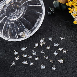 60Pcs 10 Styles Brass Micro Pave Clear Cubic Zirconia Charms&nbsp;KK-ME0004-86