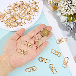 36個の合金スイベルクラスプ  ストラップ プッシュ ゲート スナップ クラスプ  ライトゴールド  3.3x1.3x0.5cm  穴：10x7mm&nbsp;PURS-CN0001-12P