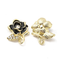 合金エナメルチャーム  クリスタルラインストーン付き  花のチャーム  ミックスカラー  18x15x4.5mm  穴：2x1.5mm&nbsp;PALLOY-E014-05G