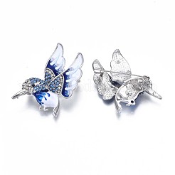 Bird Enamel Pin with Sapphire Rhinestone&nbsp;JEWB-N007-106