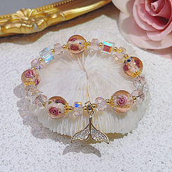 1 Strand Handmade Glod Sand Lampwork Beads Strands&nbsp;LAMP-PA0001-77C