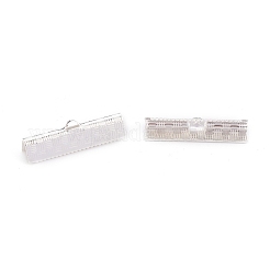 304ステンレススチールリボンカシメエンドパーツ  銀  7x25x5.5mm  穴：1.4x0.5mm&nbsp;STAS-P249-29A-S
