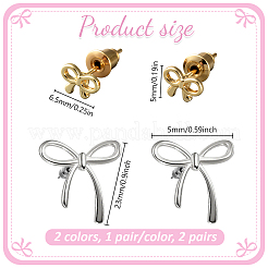 2 Pairs 2 Colors Brass Stud Earrings&nbsp;EJEW-GO0007-003