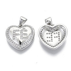 Brass Micro Pave Clear Cubic Zirconia Pendants&nbsp;ZIRC-N039-040B-NF