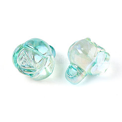 電気メッキ透明アクリルビーズ  花  ターコイズ  15x13.5x14.5mm  穴：3.2mm&nbsp;PACR-CJC0008-08B