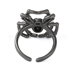 Halloween Spider Brass Rhinestone Open Cuff Rings&nbsp;RJEW-S419-01B-01