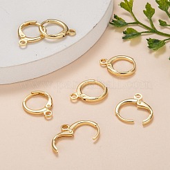 真鍮製のハギーフープピアス  水平ループ付き  長持ちメッキ  鉛フリー＆カドミウムフリー  18KGP本金メッキ  12ゲージ  14.7x11.7x2mm  穴：1.8mm&nbsp;X-KK-L179-04G-A