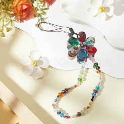 Flower Glass & Crystal Beads Mobile Straps&nbsp;FIND-WH20004-41