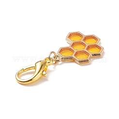 Alloy Enamel Honeycomb Pendant Decorations&nbsp;HJEW-JM00661-01