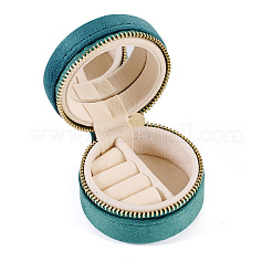 Portable Travel Round Velvet Jewelry Set Storage Zipper Boxes&nbsp;CON-TAC0001-11A