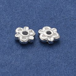 925スターリングシルバービーズ  小さなスペーサーガスケット  銀  花  3.7x4x1.3mm  穴：1mm&nbsp;STER-D300-24S-05